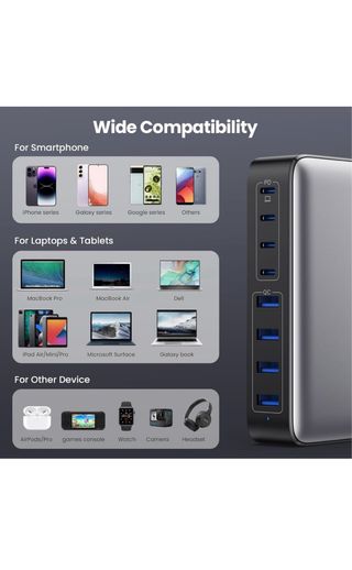 Cargador USB C GAN III 200W 8 Puertos