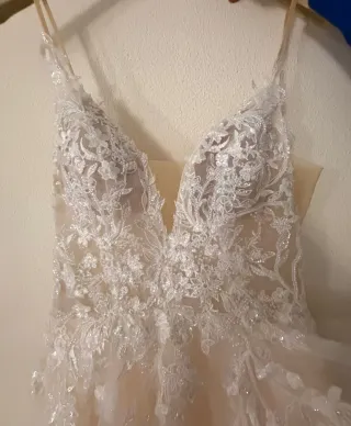 Vestido de Novia Beige y Blanco