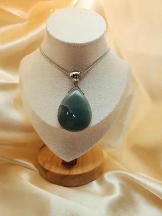 Colgante Lágrima Jade Verde Plata