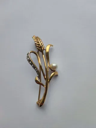 Lote 3 broches vintage perla y pedrería