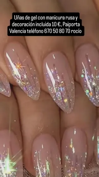 Uñas de gel + manicura rusa + decoración. 10 EU