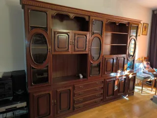 Librería clásica madera maciza y cristal