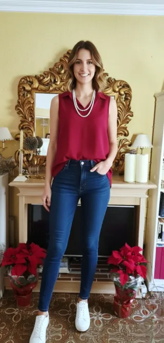 Blusa de gasa MY STYLE color granate