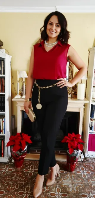 Blusa de gasa MY STYLE color granate