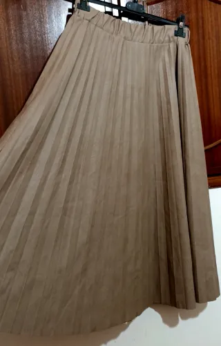 Gonna lunga similpelle beige