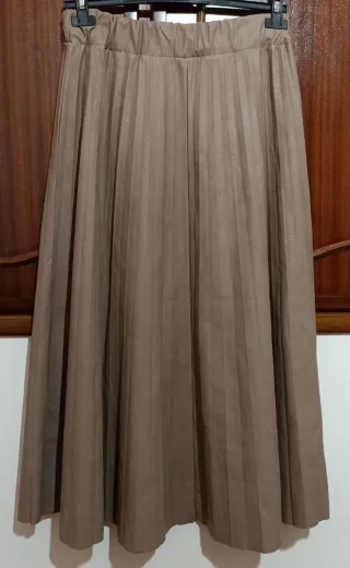 Gonna lunga similpelle beige