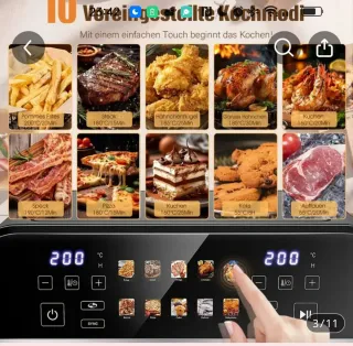 Freidora de Aire Doble Canasta 10L Acero sin húsar