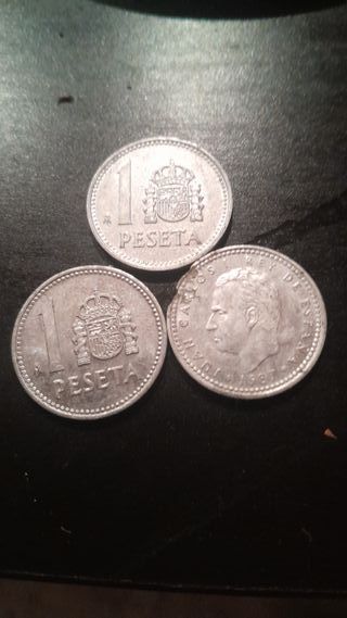 3 Monedas 1 Peseta Española 1987