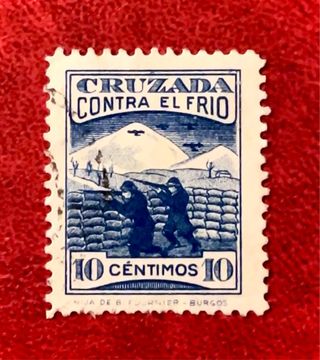 Curioso sello “Cruzada contra frío” bando nacional