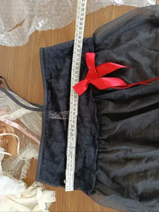 Camiseta Lencera Transparente Negra y Roja