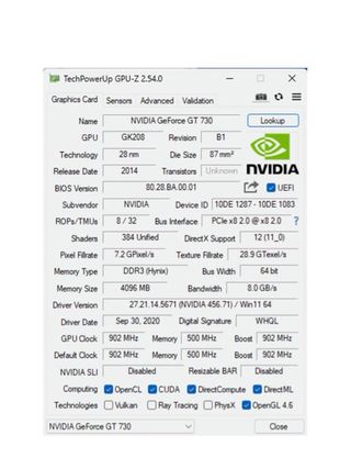 Tarjeta Gráfica GT 730 4GB HDMI DVI VGA