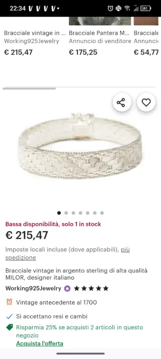 Bracciale tipo Milor Argento 835 Vintage Chevron