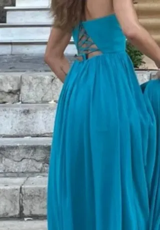 Vestido largo fiesta turquesa " Azazie"