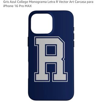 Funda iPhone 16 Pro Max Azul con Letra R