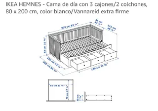 Cama individual/doble Ikea Hemnes blanca