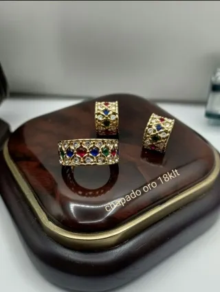 Conjunto Iris Chapado Oro 18klt Anillo talla 20