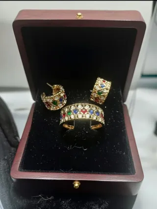 Conjunto Iris Chapado Oro 18klt Anillo talla 20