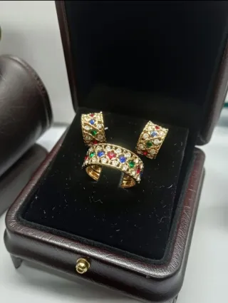 Conjunto Iris Chapado Oro 18klt Anillo talla 20