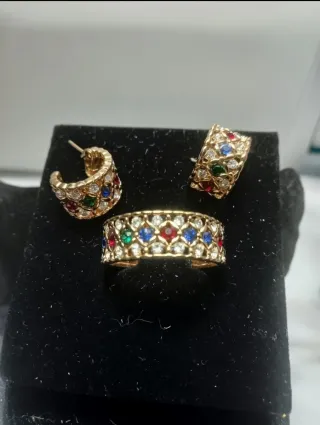 Conjunto Iris Chapado Oro 18klt Anillo talla 20