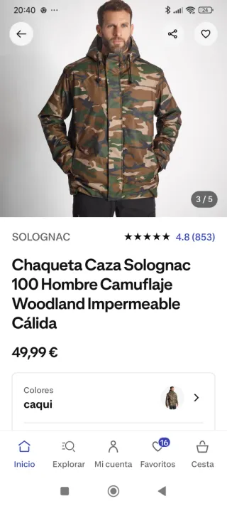 Chaqueton camuflaje invierno Talla S