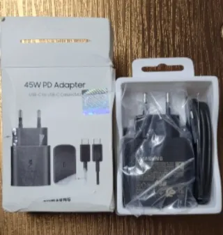 Cargador Samsung 45W PD con cable USB-C a USB-C.