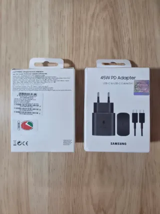 Cargador Samsung 45W PD con cable USB-C a USB-C.
