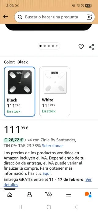 Báscula Inteligente Digital Negra