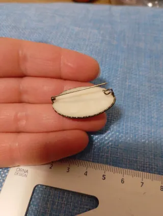 Spilla vintage ceramica rose rosse