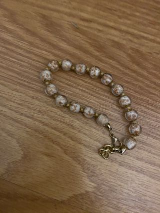 Pulsera cuentas vidrio soplado oro blanco