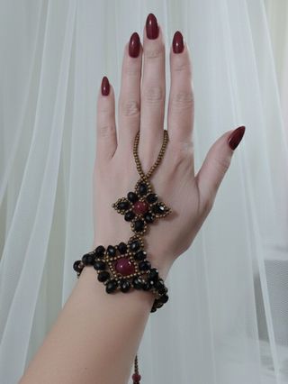 Bracciale vintage slave gotico dark nero corniola