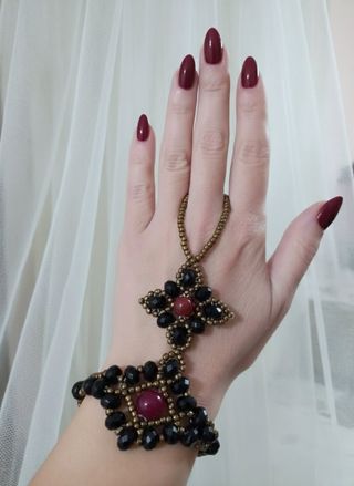 Bracciale vintage slave gotico dark nero corniola