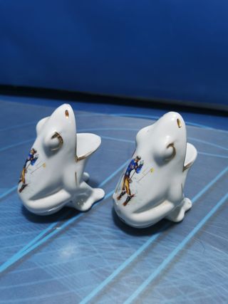 decoración cristal, cerámica, 4 ceniceros, 2 de cristal, 2 en forma de rana