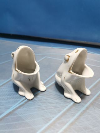 decoración cristal, cerámica, 4 ceniceros, 2 de cristal, 2 en forma de rana