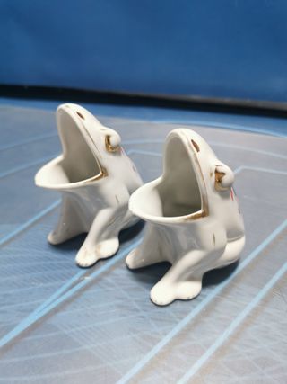 decoración cristal, cerámica, 4 ceniceros, 2 de cristal, 2 en forma de rana