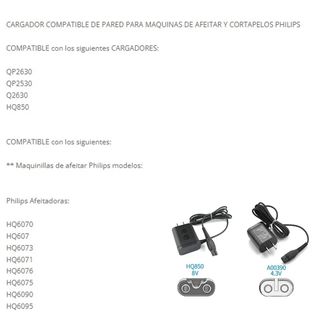 Cargador Philips HQ850-1789 EU 8V-100MA