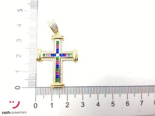 crucifijo oro 18k con piedra con circonita