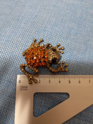 Spilla ranocchio ambra e oro