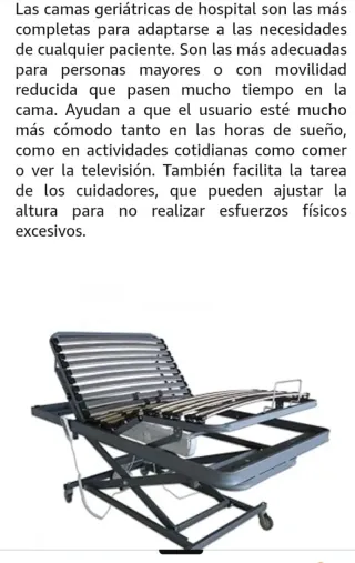 Cama articulada geriátrica con carro elevador 105