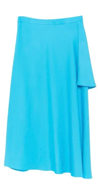 Conjunto falda midi y top satén azul S