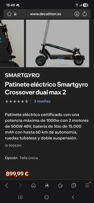 Patinete Eléctrico Smartgyro Crossover Dual Max