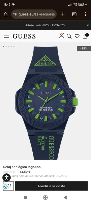 Reloj Guess Azul y Verde Nuevo
