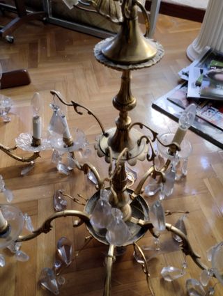 Lámparas bronce y cristal 5 y 6 brazos