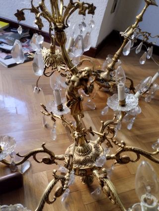 Lámparas bronce y cristal 5 y 6 brazos