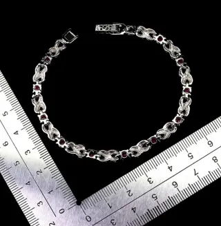 Bracciale Argento 925 con Rubini Naturali Rossi