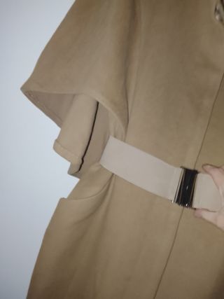 Abrigo capa lana y angora beige mujer