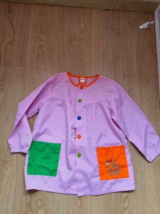 Bata infantil cuadros rosa 3 años