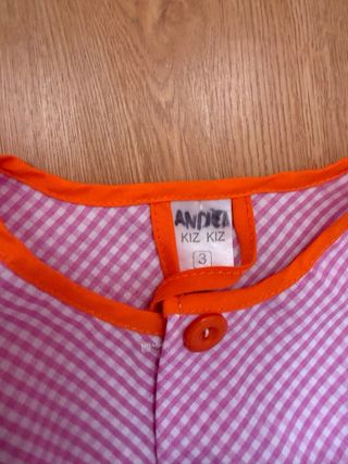 Bata infantil cuadros rosa 3 años