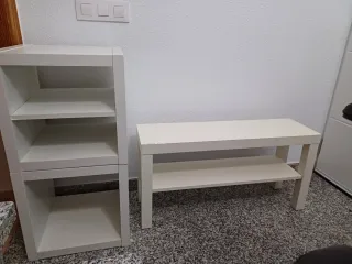 Mueble estantería y banco Ikea blanco