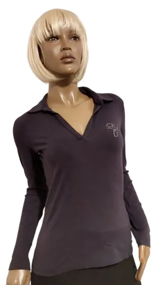 Maglietta CK Jeans grigia con strass