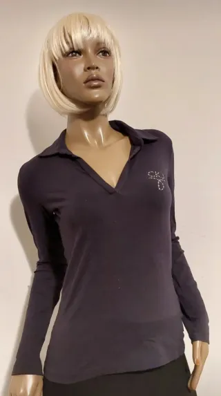 Maglietta CK Jeans grigia con strass